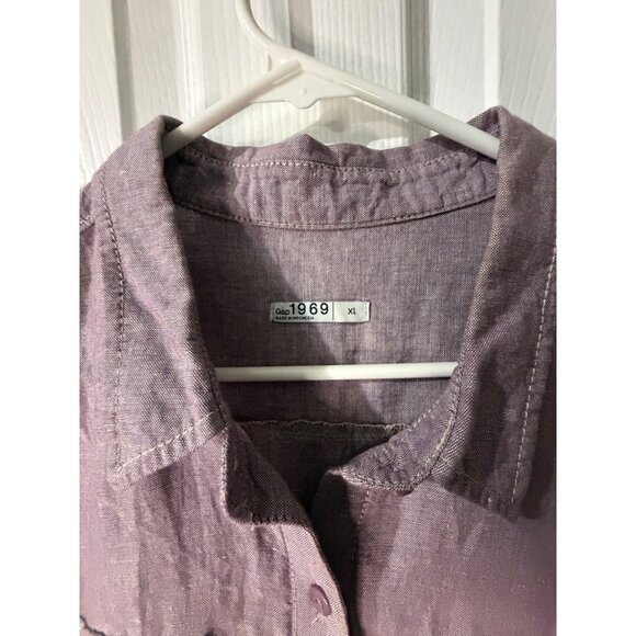 Gap Linen Blend Dress Western Size XL Button Up Pockets Long Sleeve Boho - Picture 2 of 3